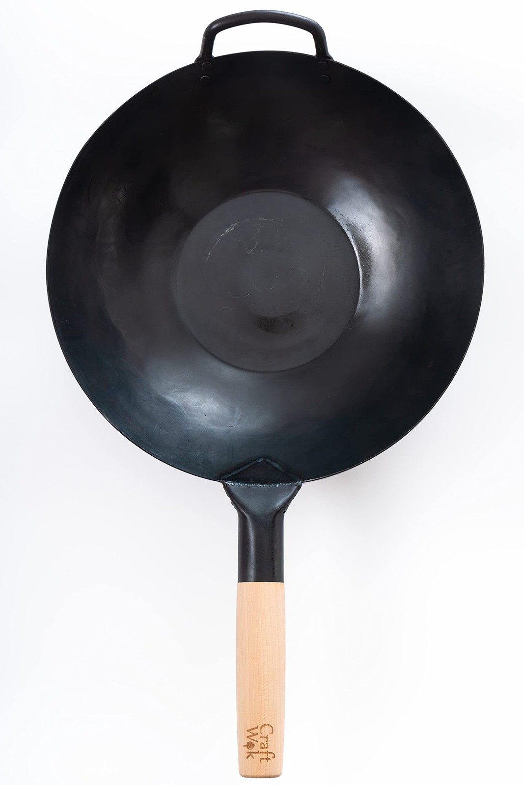 Black13 by Craft Wok Flat Pre-Seasoned Hammered Carbon Steel Wok with Wooden and