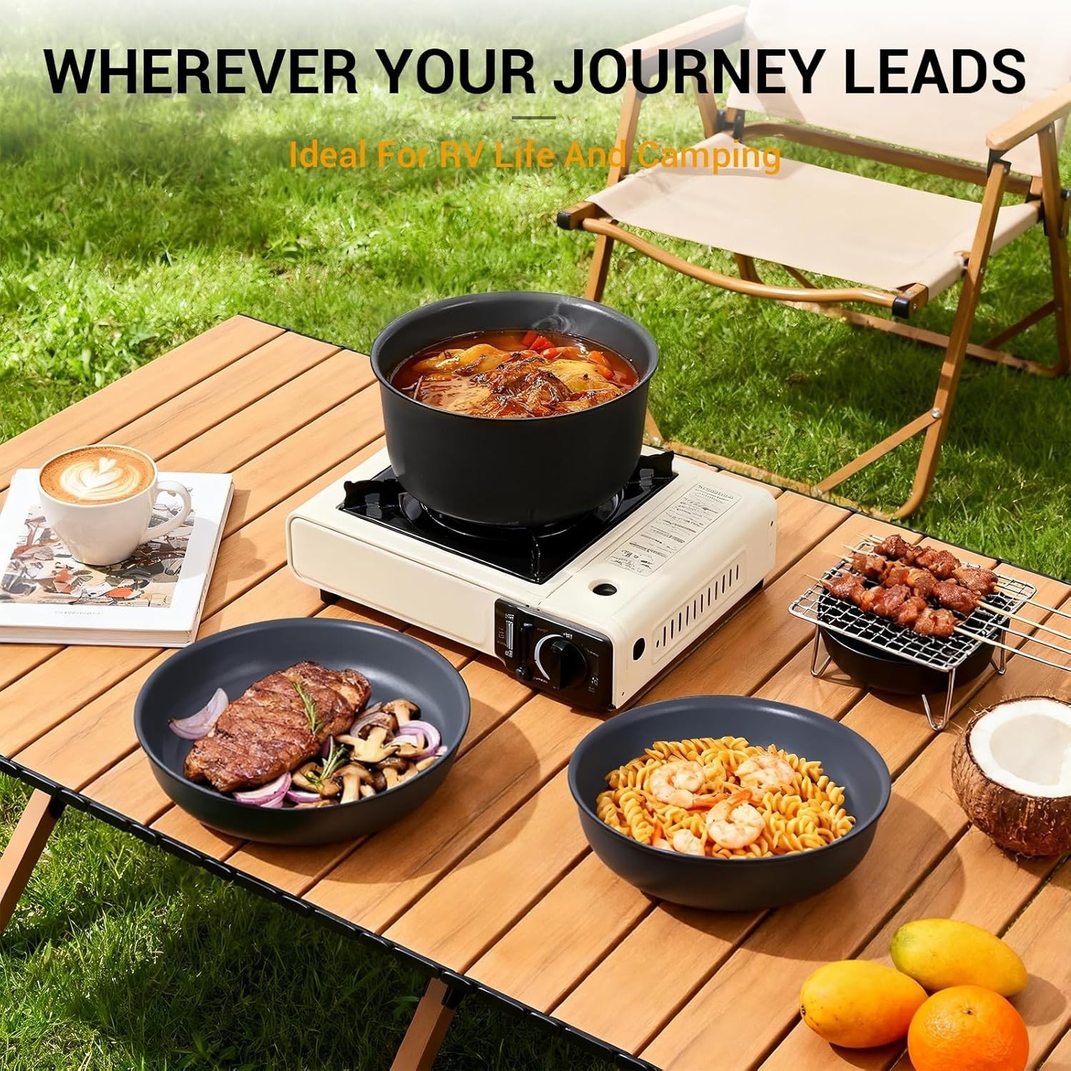18-Piece Ceramic Pots and Pans Set Non Stick, Non Toxic Cookware Set with Rem…