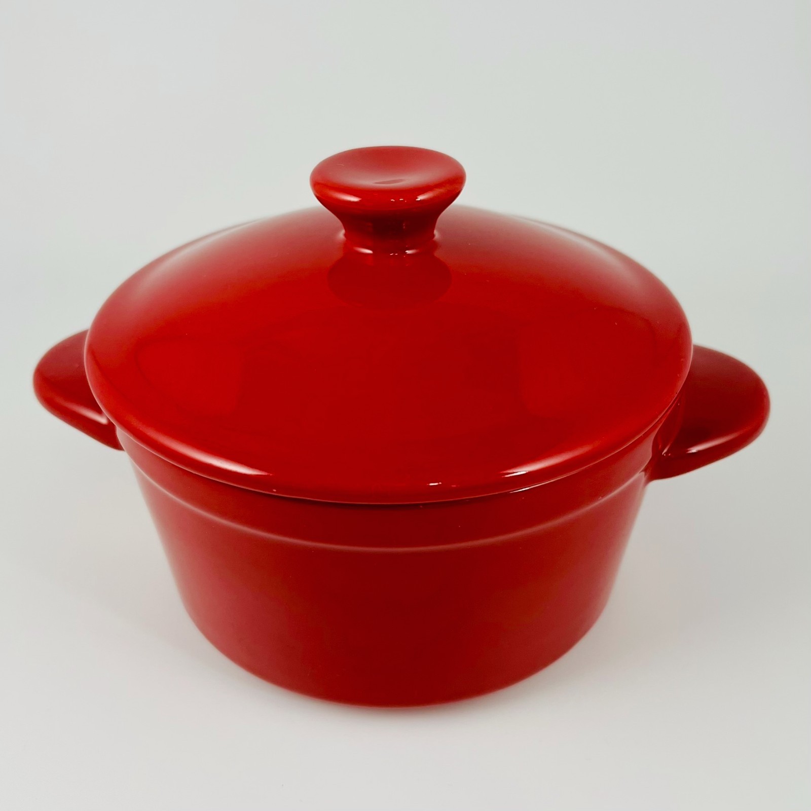 Red Stoneware Mini Dutch Oven Cocotte Denmark 4″ Covered Dish