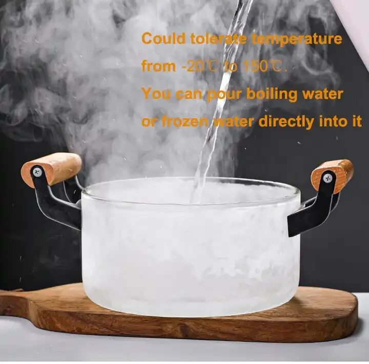 High Borosilicate Heat Resistant Glass Cooking Pot Non Stick Great For Gift