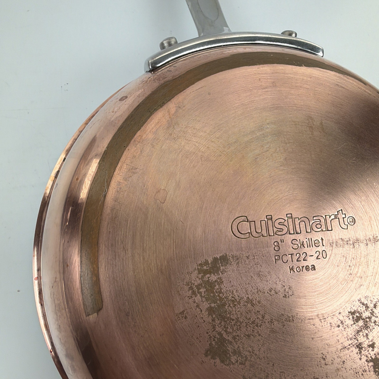 Cuisinart Heavy Copper Stainless 8” & 10″ Skillet Pan PCT22-20 PCT22-24 EUC