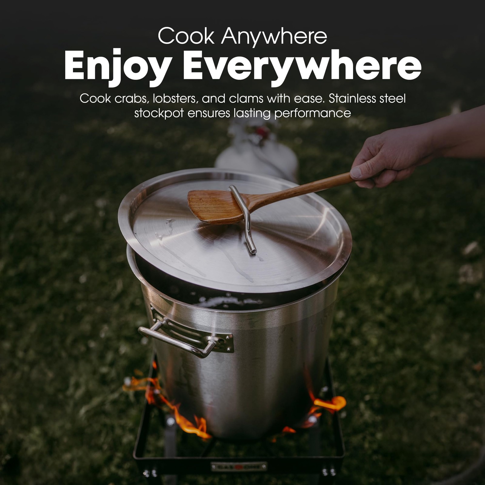 Gas One Stainless Steel 20Qt Stock Pot Lid And Capsule Tri-Ply Bottom
