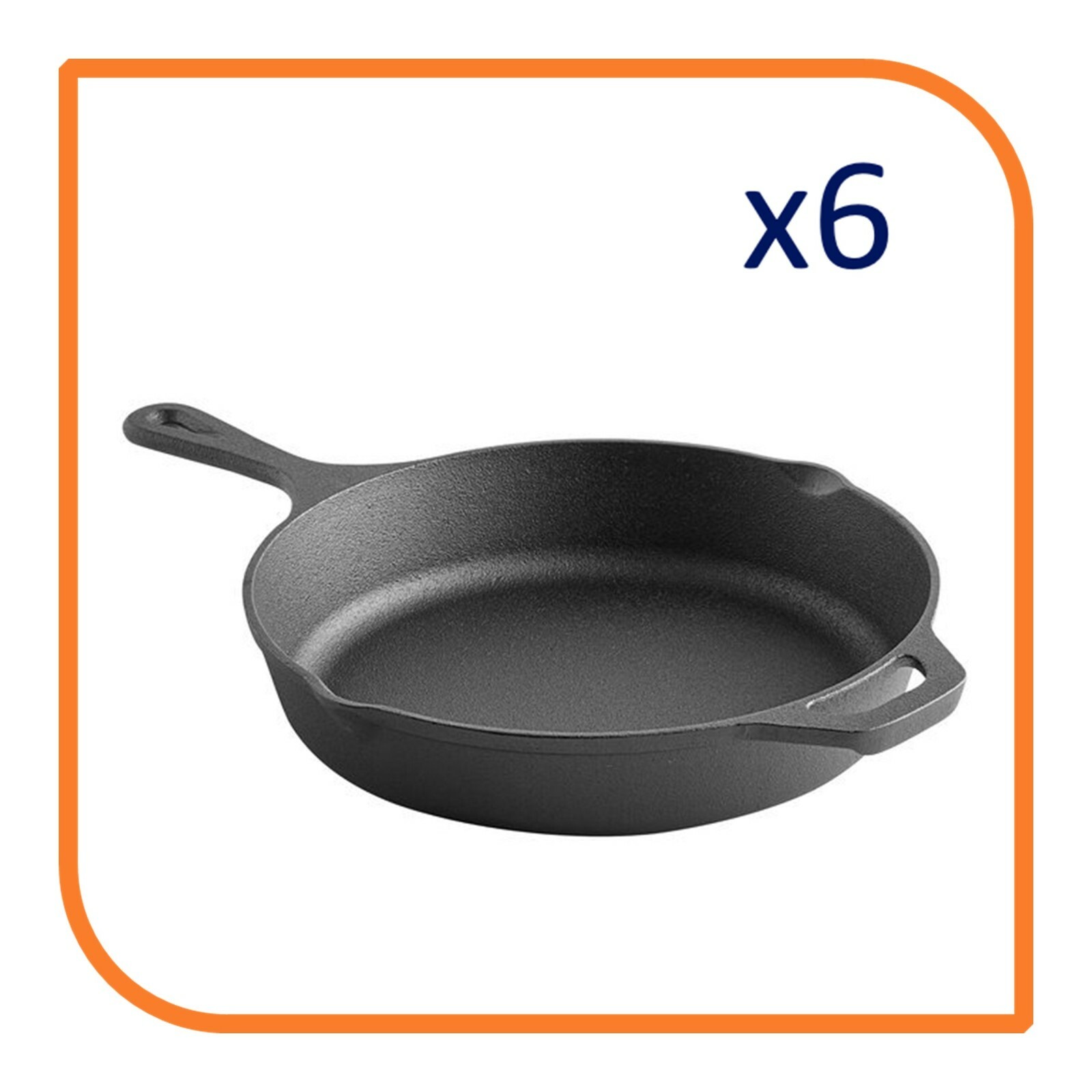 10 1/4″ Round Pre-Seasoned Cast Iron Skillet with Helper Handle (6 Skillets)