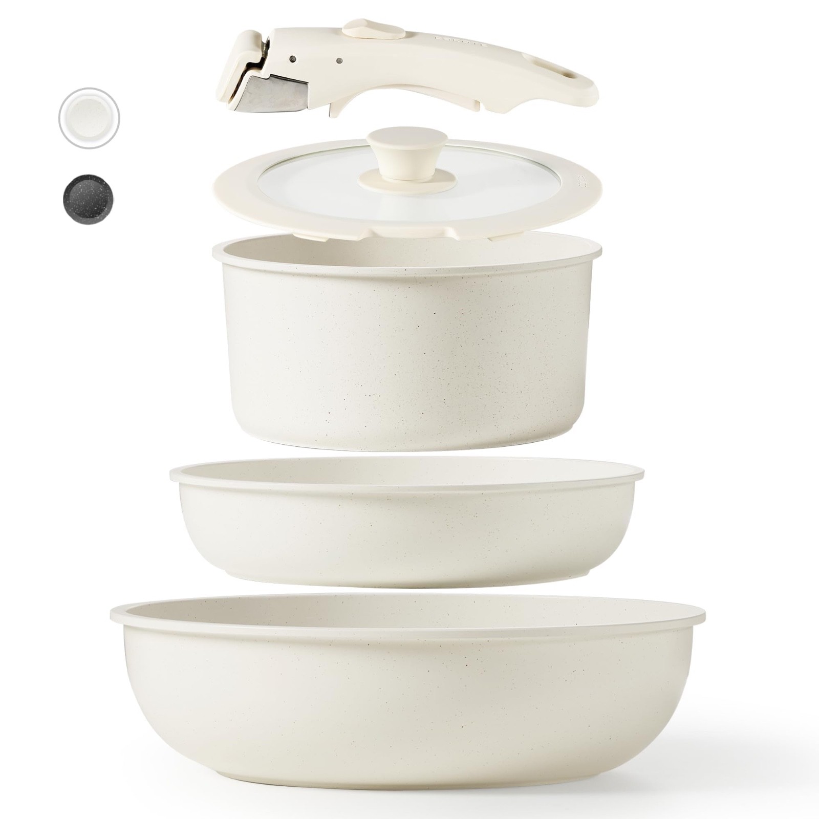 Carote 11 Piece Cookware Set, Granite White Eight Mile Place Granite Non-Stick