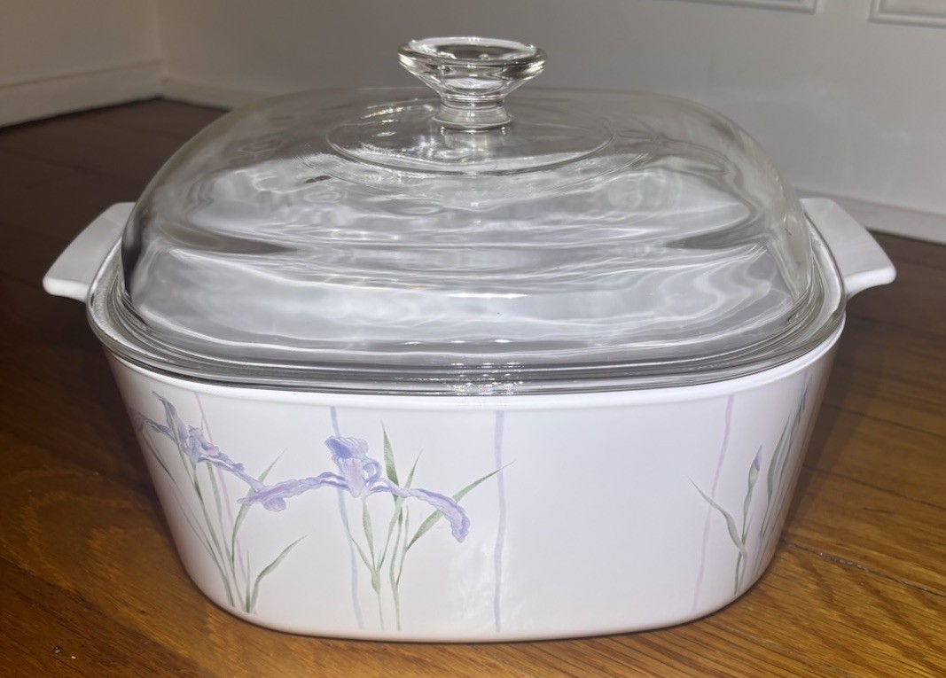 Corning Ware Shadow Iris 5 Liter Dutch Oven Roaster A-5-B With Pyrex Lid CLEAN