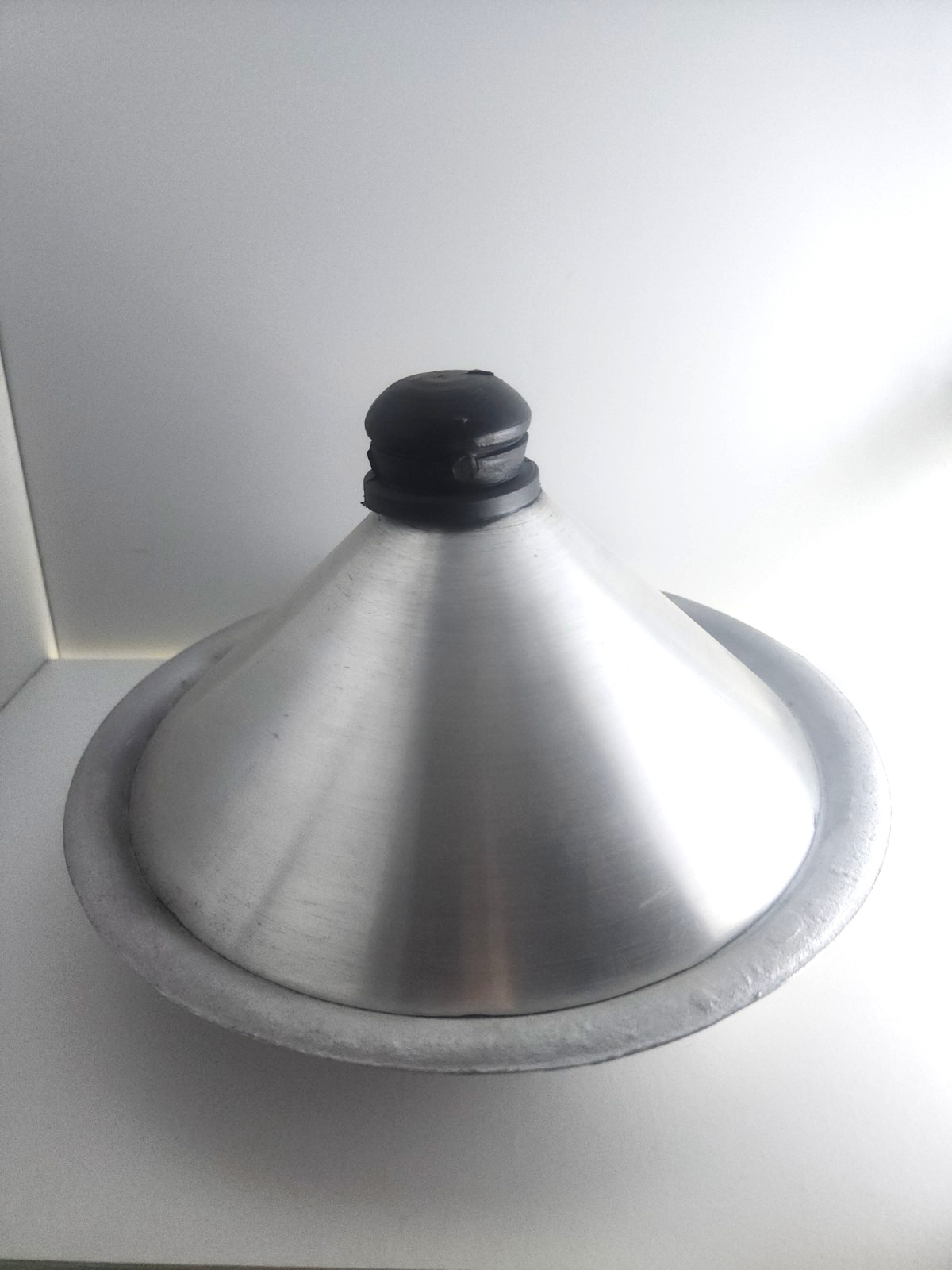 Beautiful Tagine Cooking Aluminum Silver Moroccan Kitchen Lid Black Knob Large
