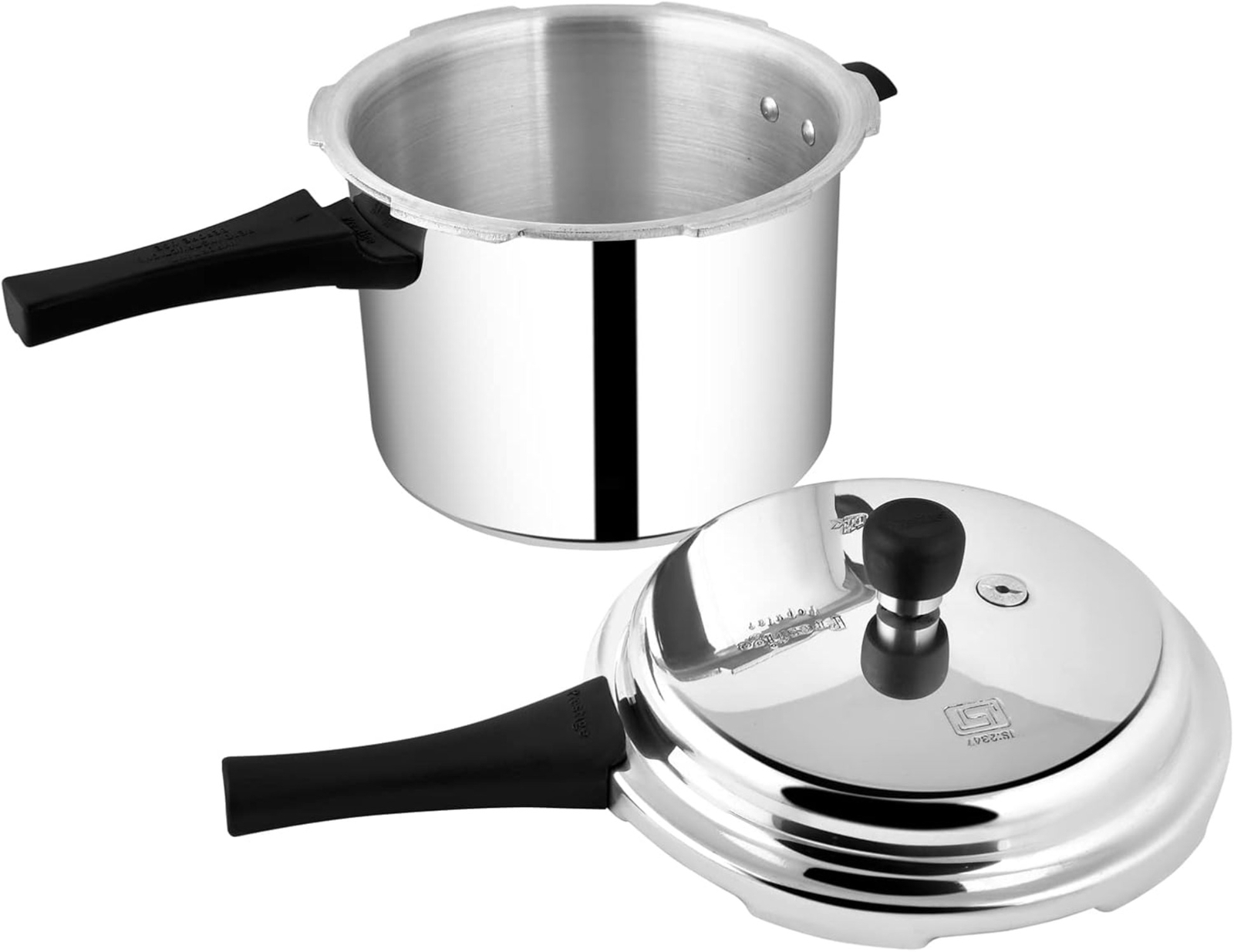 Aluminum Pressure Cooker, 5 Liter, Silver, Stainless Steel, 8 “D x 14 ‘W x 9 ’H
