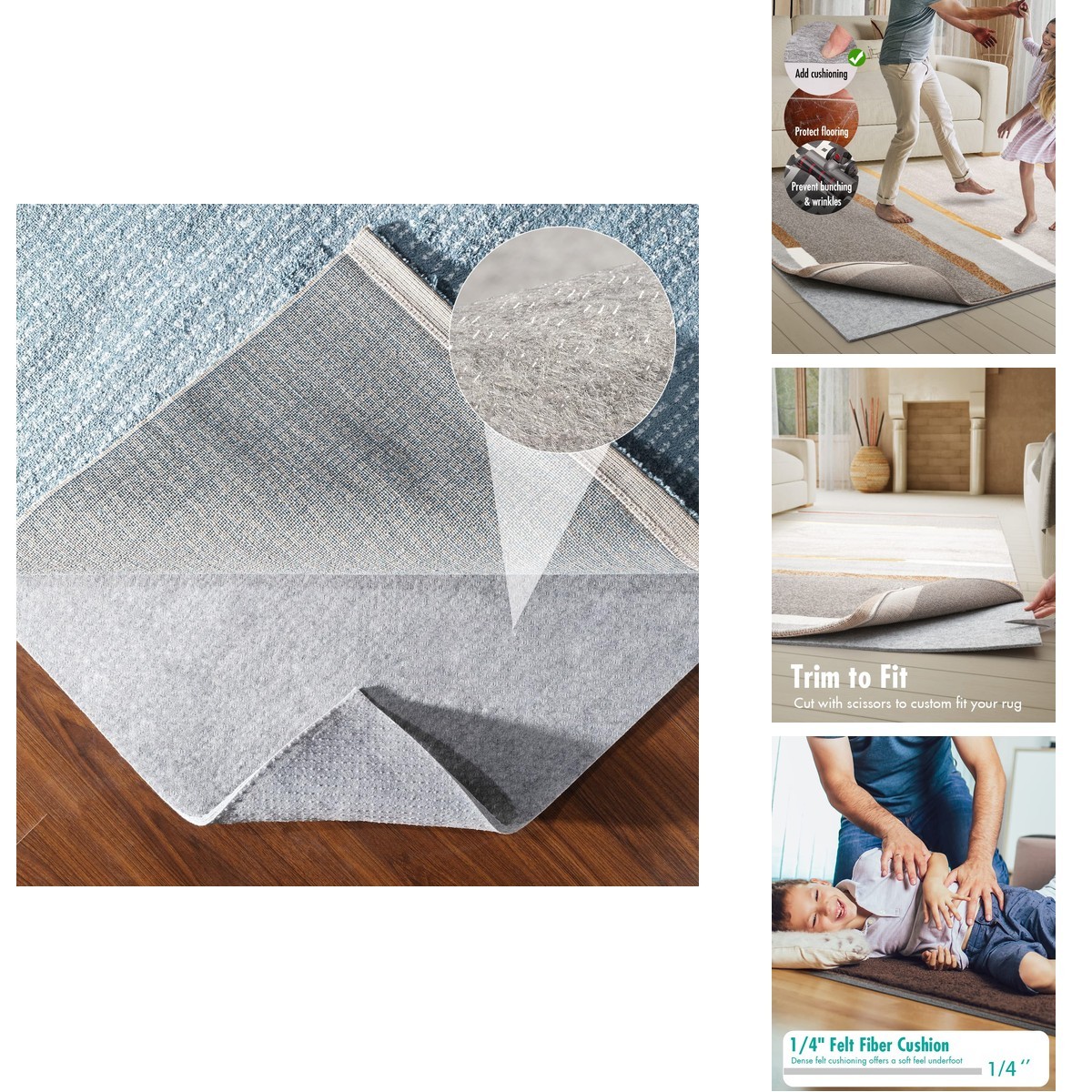Resare Non Slip Rug Pad 7×10 Feet 1/4″ Thick Double-Sided for Area Rugs
