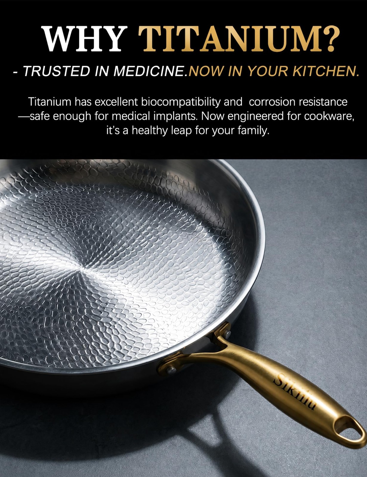 Sikiilu 12in titanium pan w/lid