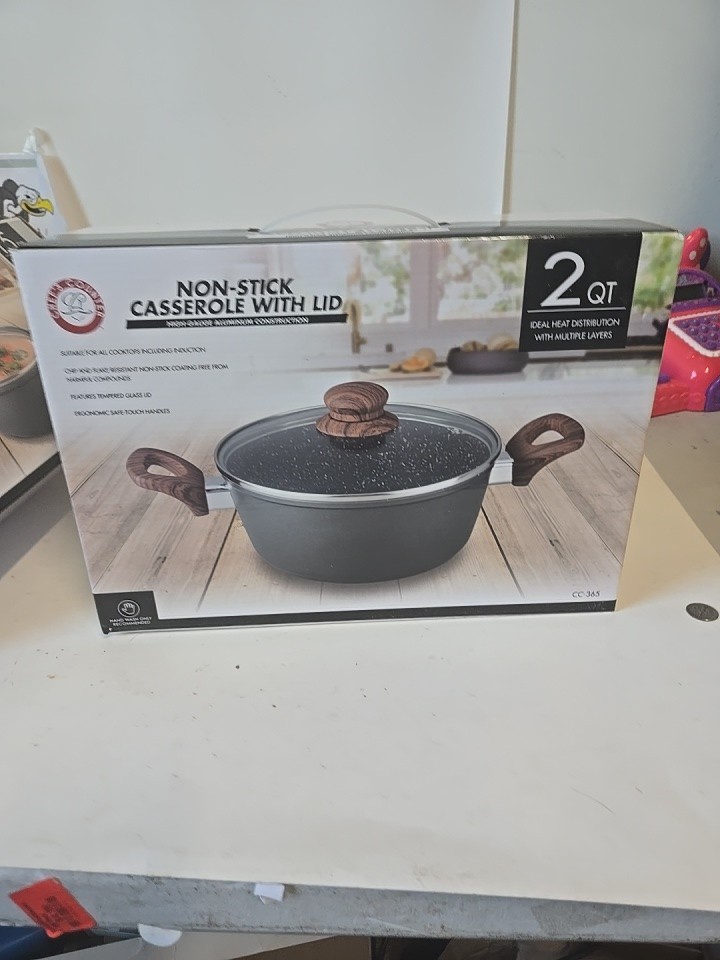 2 Quart Non Stick Casserole With Tempered Lid By Chef’s Counter
