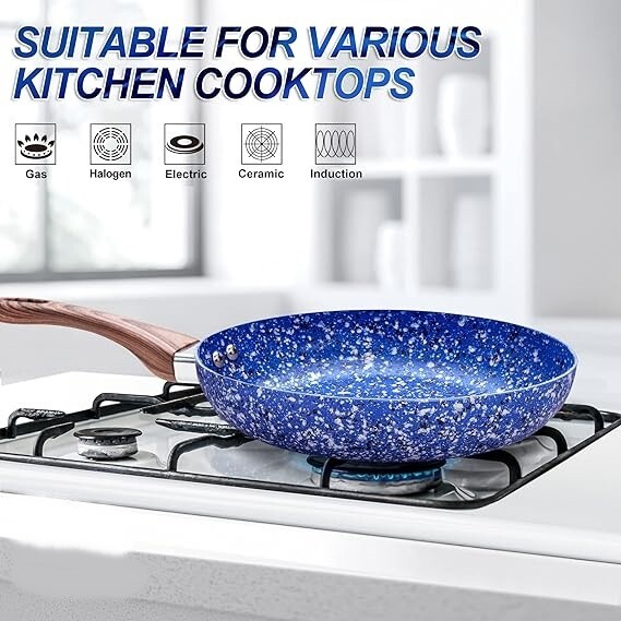 Juego De Sartén Gris Aluminio Antiadherente, 2 Piezas Juego De Cocina, 400°F NEW