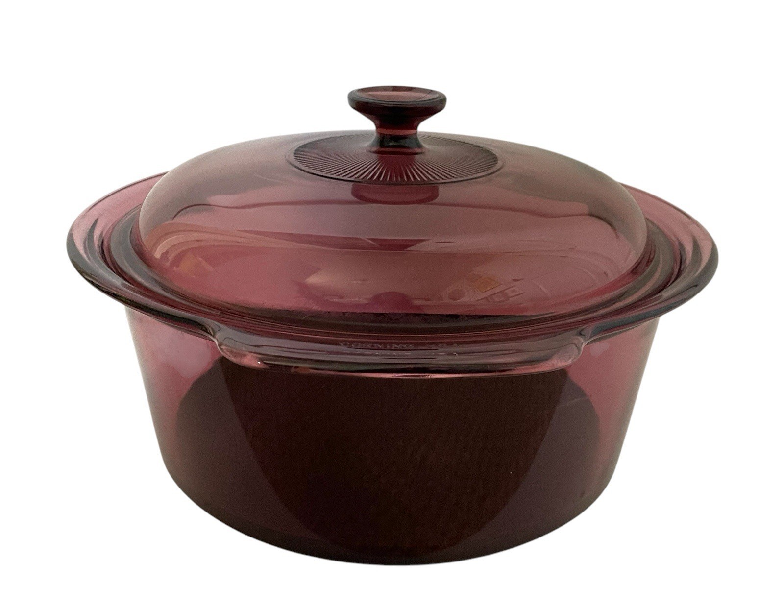 Visions Corning Ware Cranberry 5L Dutch Oven Teflon Bottom w Pyrex Lid
