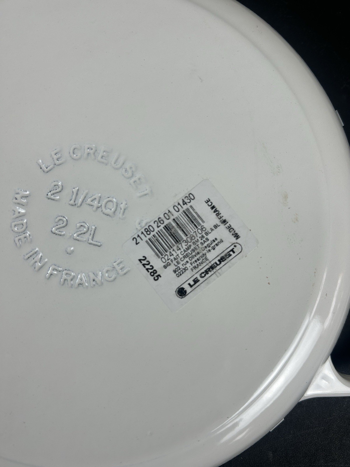 Le Creuset Signature Braiser Cast Iron Casserole Pan Shiny White 2.2L 26cm 2.25