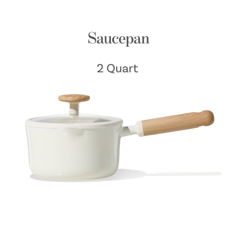2qt Ceramic Nonstick Sauce Pan with Lid Cream