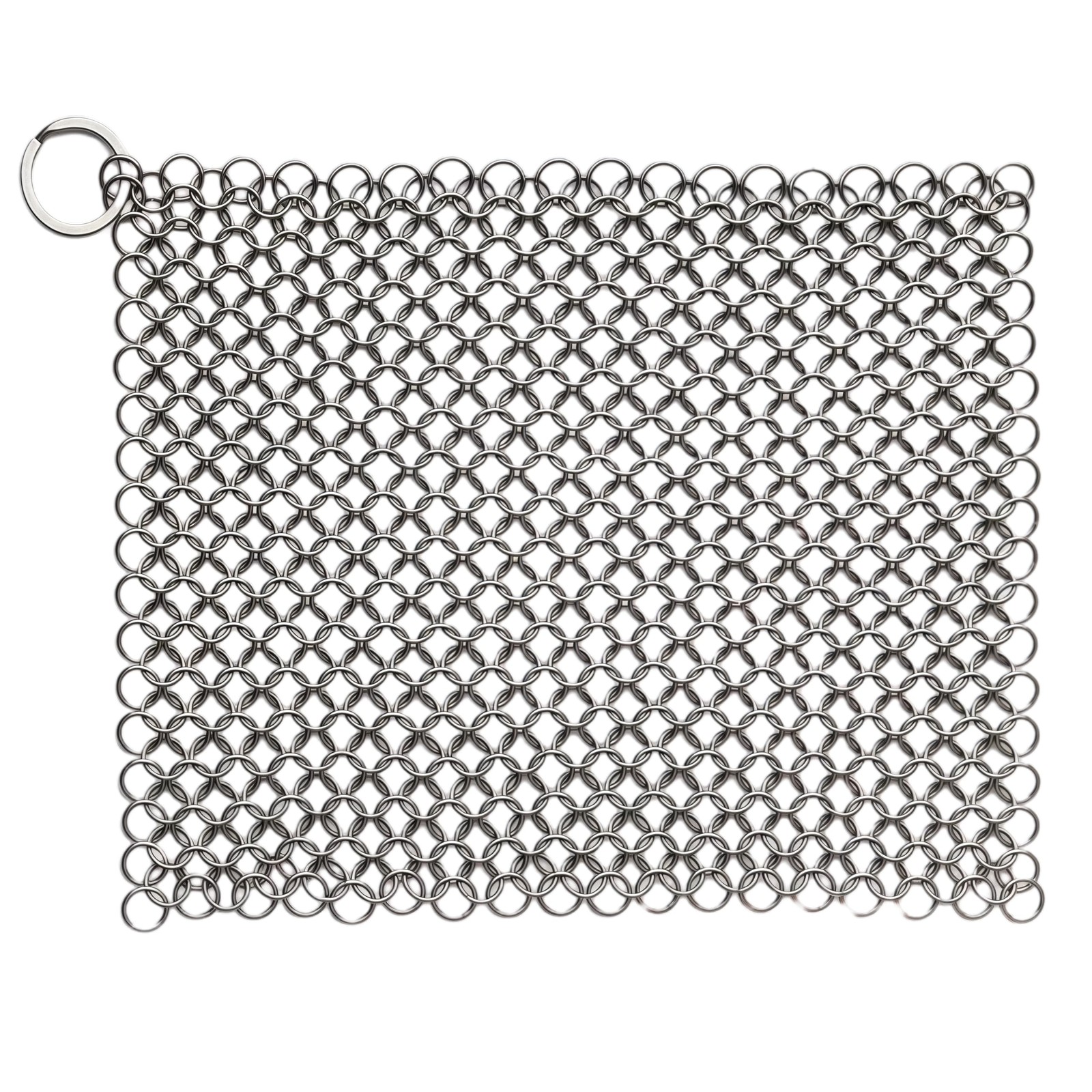 8″x6″ Cast Iron Scrubber Stainless Steel Chainmail Cleaner for Pre-Seasoned Pans