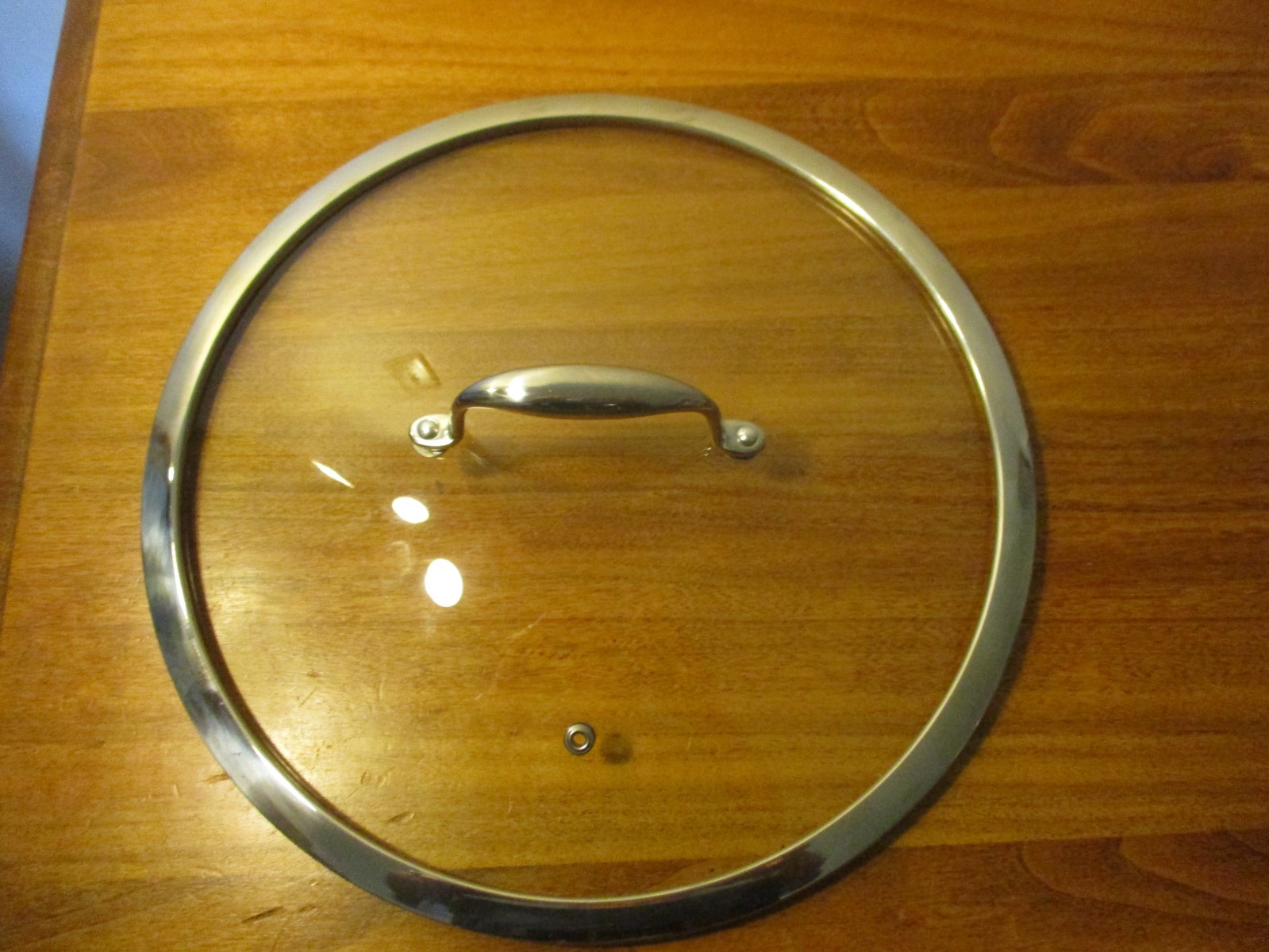 Glass 11.5 in. Pot/Pan Lid. Metal Edge & Handle. 12.25 in, Outer Dia. Lid Only.