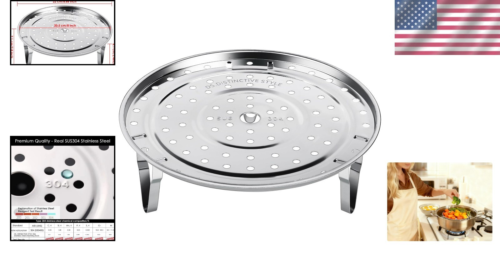 Stainless Steel Steamer Rack for Pressure Cooker 8 Quart Multi-functional Coo…