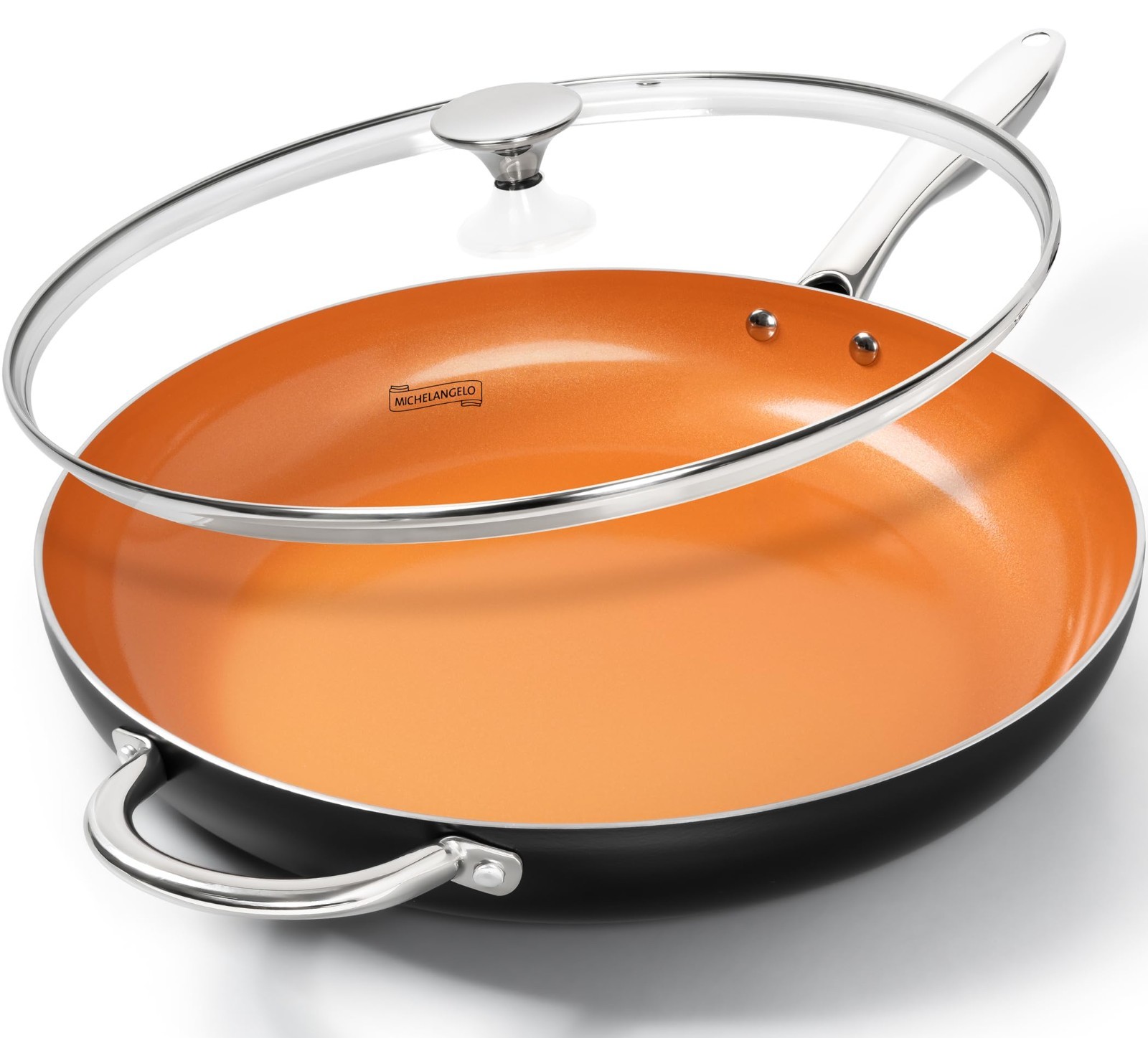 Large 14″ Ceramic Nonstick Frying Pan with Lid, Induction Compatible Skillet