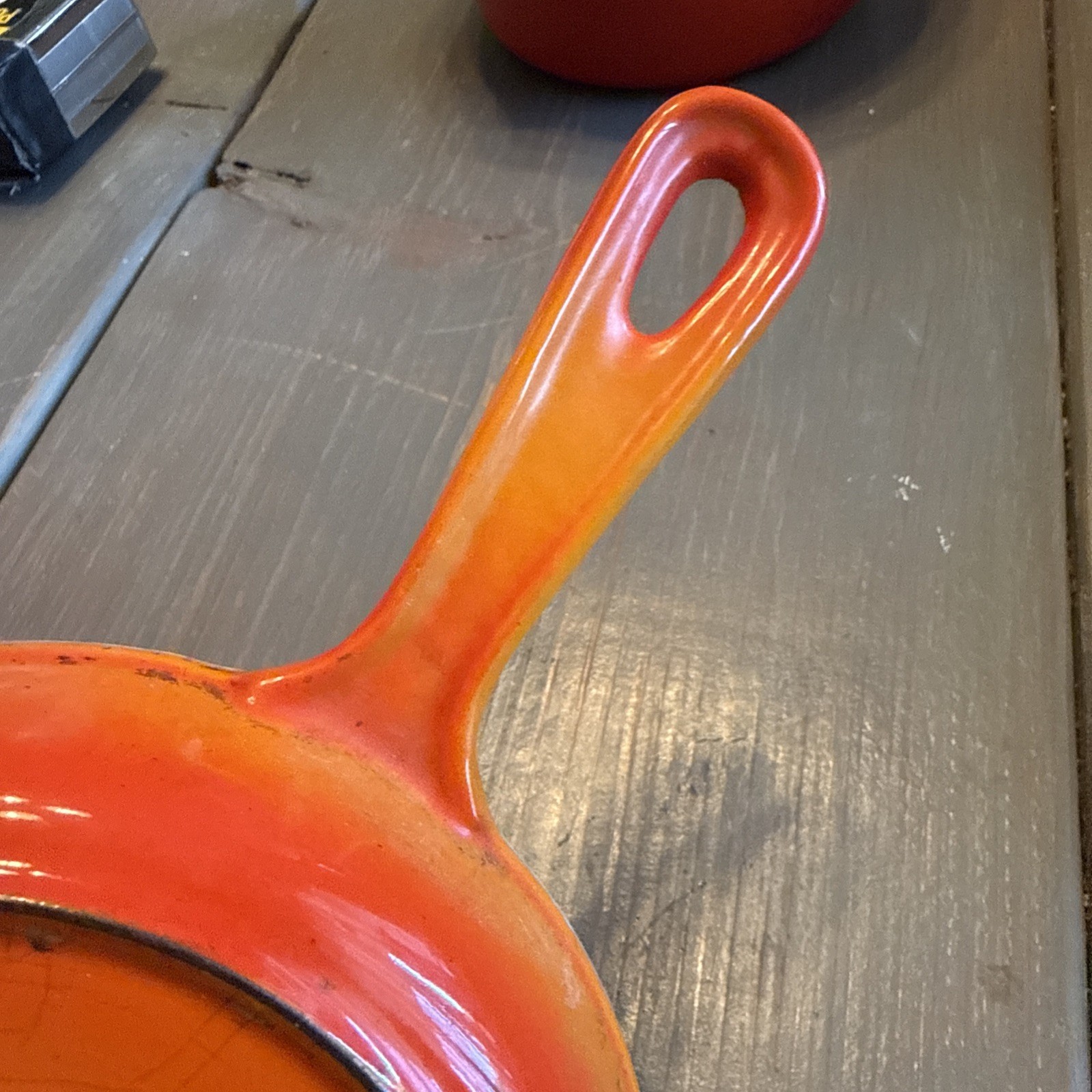 Vintage Le Creuset 6.5″ Orange Enameled Cast Iron 16 Small Fry Pan Skillet