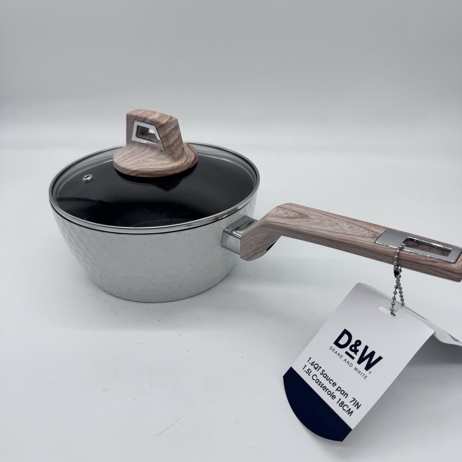 D&W Saucepan Casserole Pot NonStick With Lid 7 inch Small StockPot 1.6 Qt