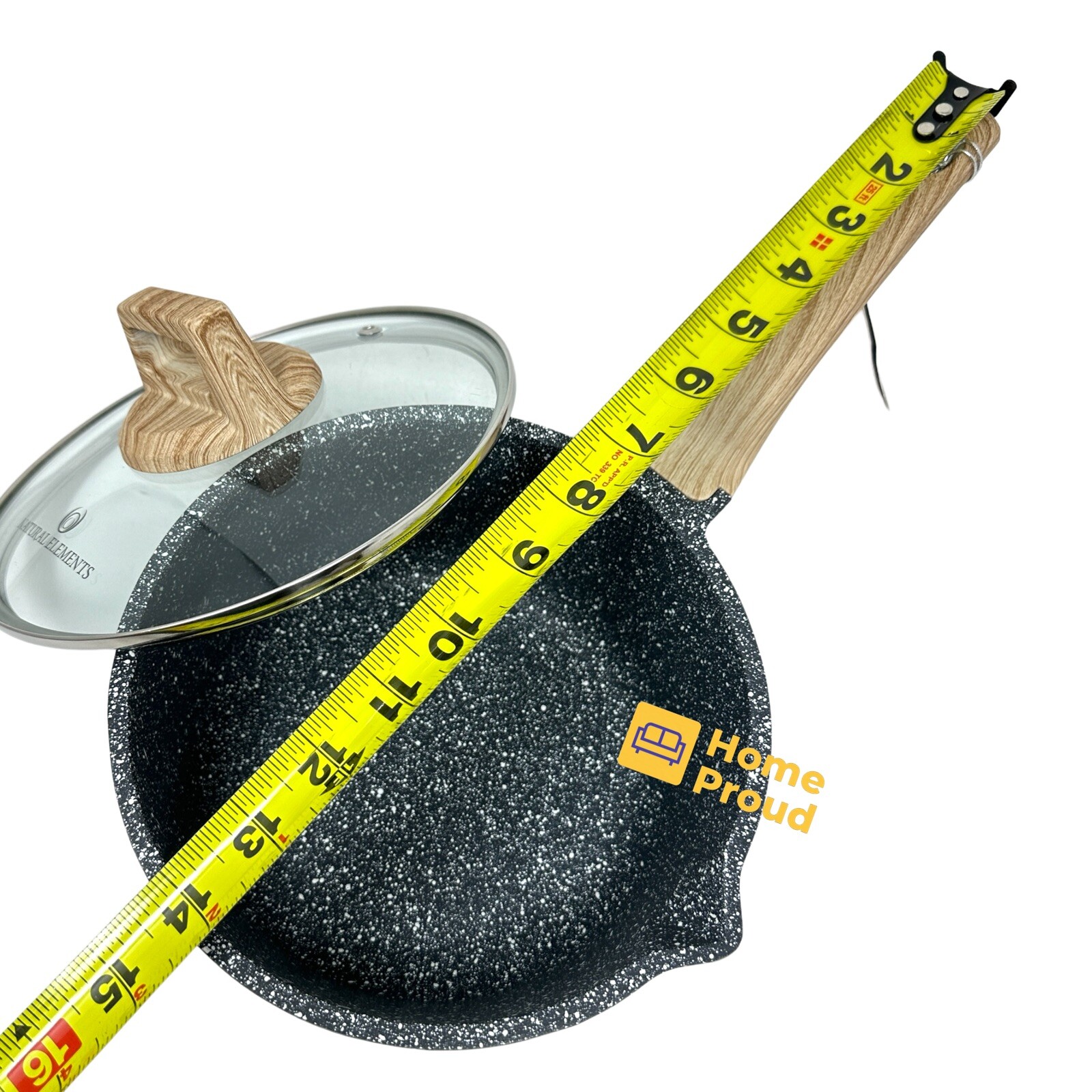 WOODSTONE Premium Saucepan Casserole Nonstick 7 Inch With Lid Natural Elements