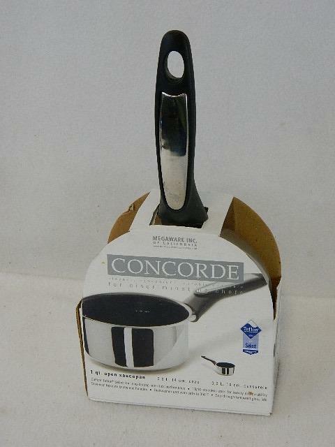 CONCORD New 1 Qt Open Saucepan Teflon Coating on 18/10 Stainless Steel BRAND NEW