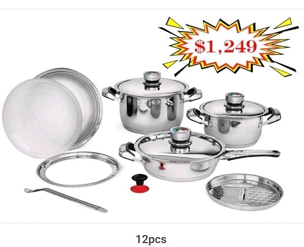 NEW Rainbow 12PC Stainless Steel Pan Set Easy to Clean With Lid Energy Efficient