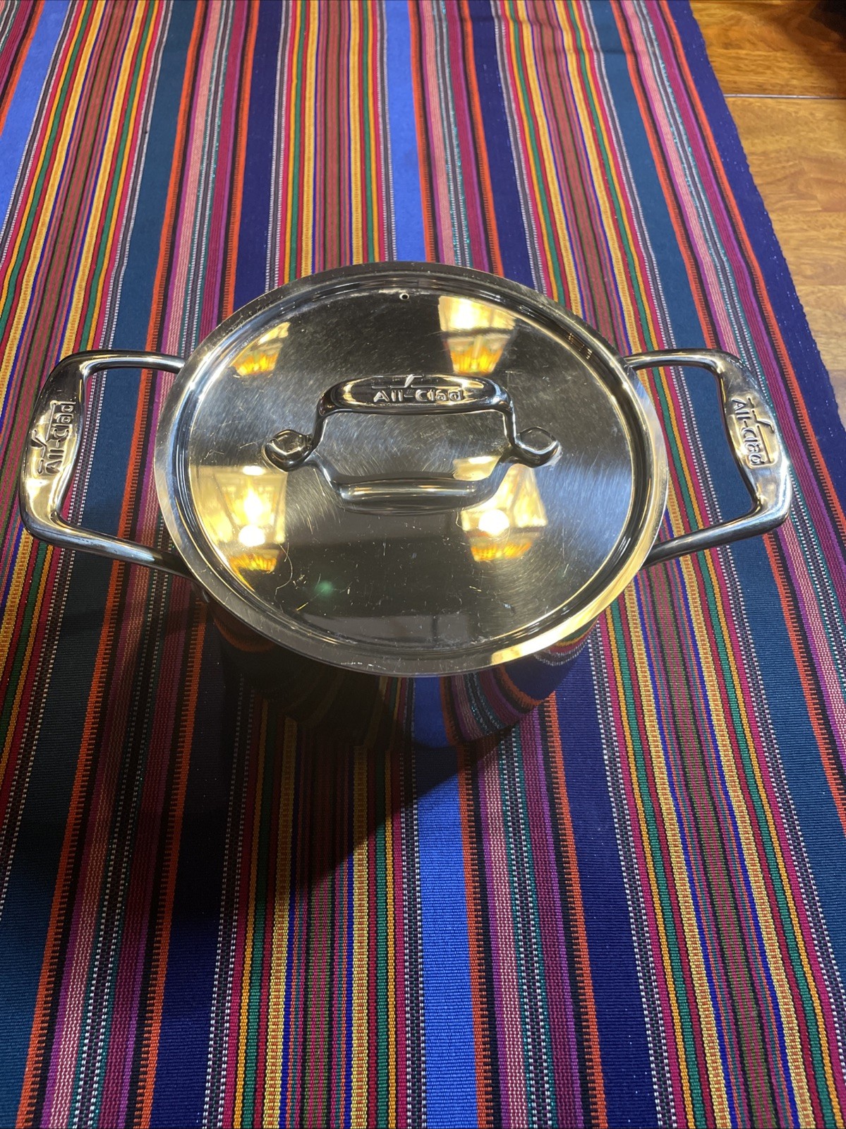 All-Clad 4 Quart Soup Pot Fusiontec Ceramic w Steel Core Onyx Black Germany GUC