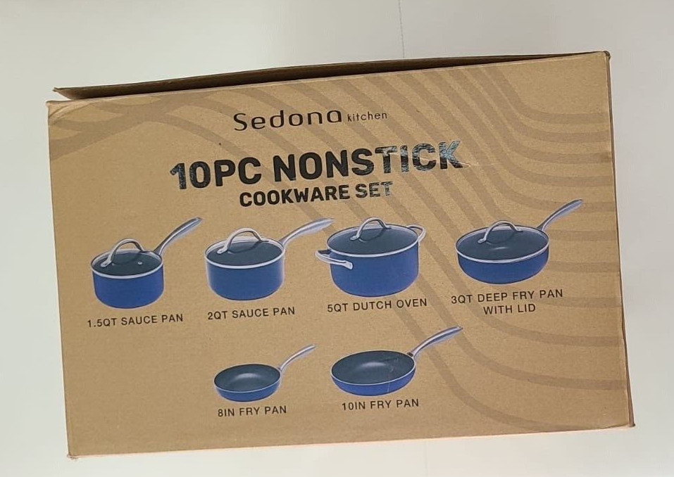Sedona Kitchen 10 Piece Nonstick Cookware Set Navy