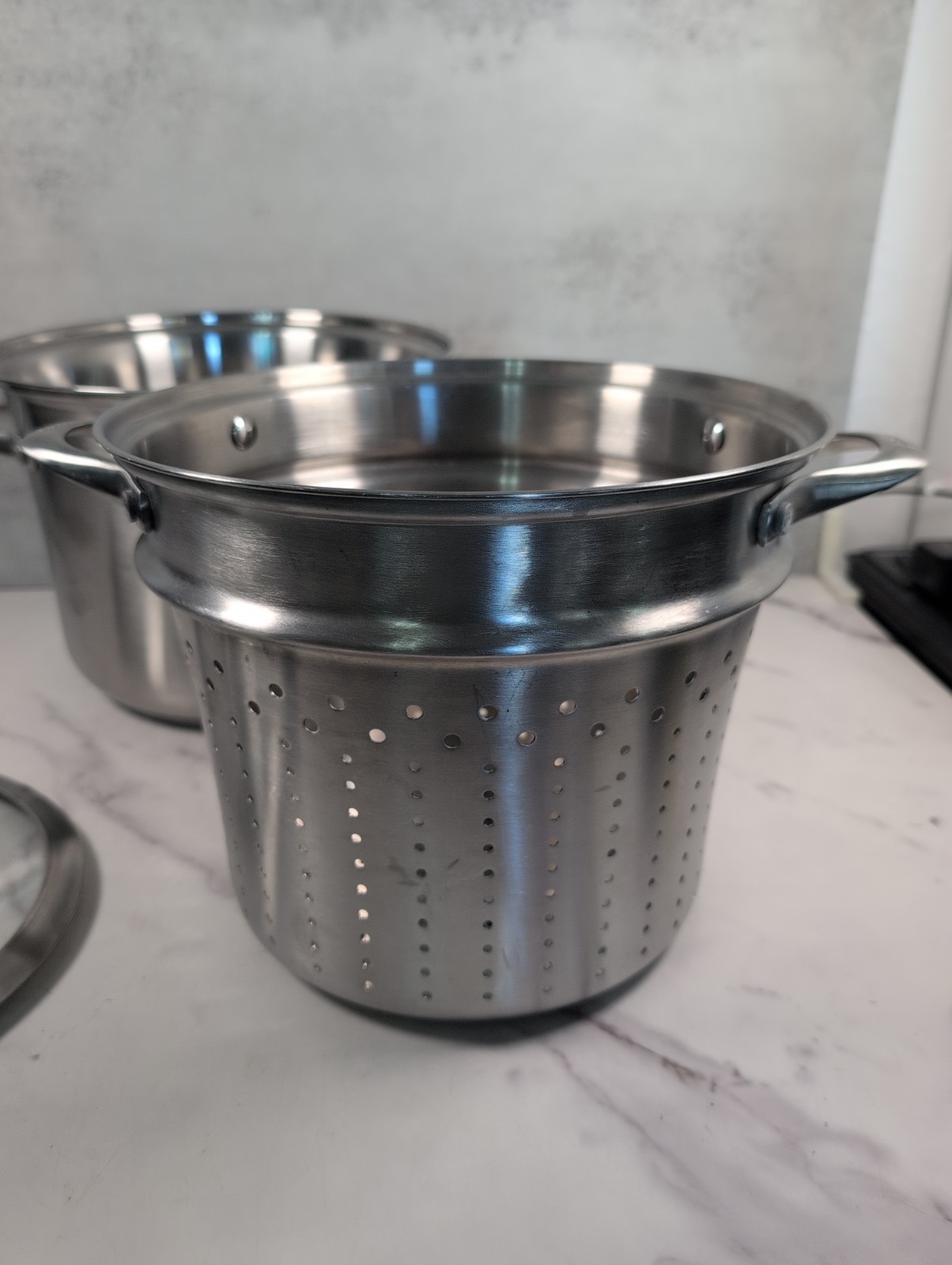 Calphalon 3 Piece 8 Quart 8608MP Stockpot & Steamer w/Glass Lid