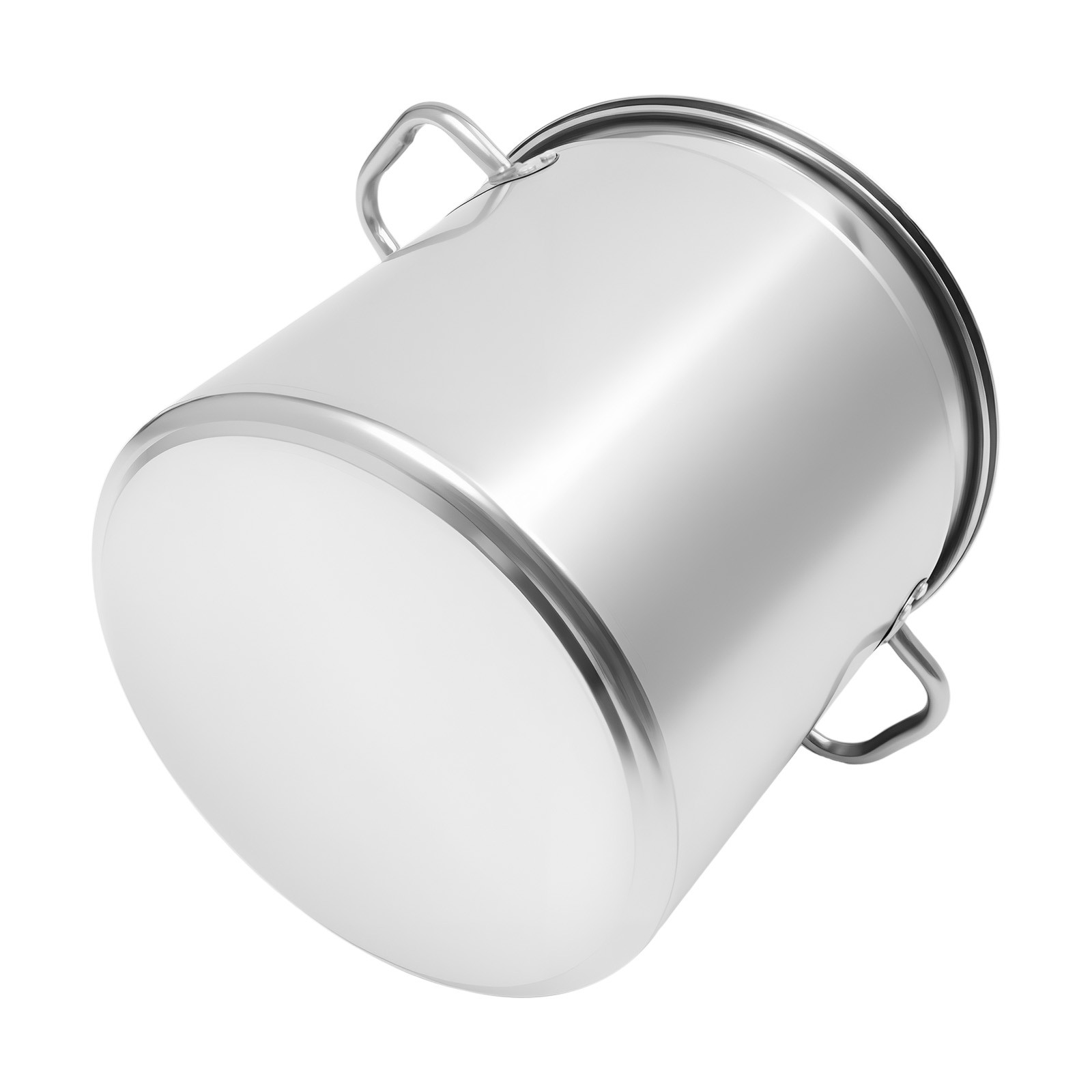 Silver 74L Stock Pot Stainless Steel Kitchen Soup Cooking Steaming Fryer Round