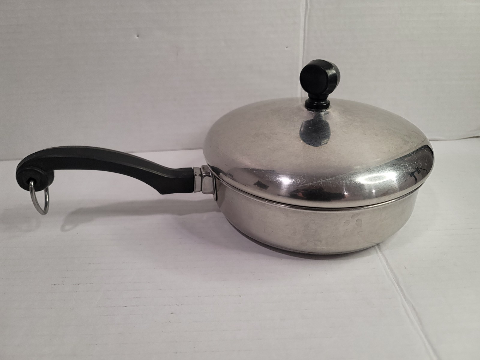 VTG 7in fry pan Farberware aluminum clad stainless steel with lid