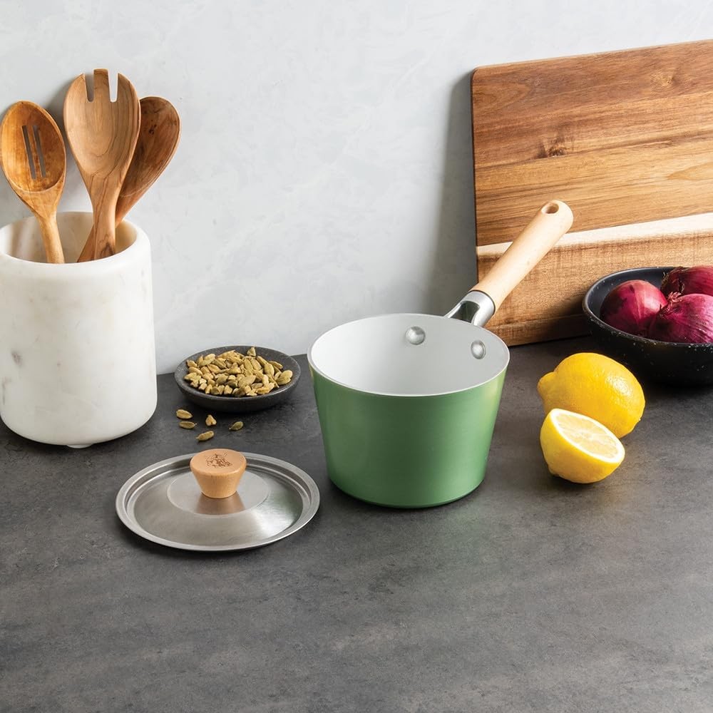 Cardamom Ceramic Nonstick 1.5 Quart Saucepan with Lid