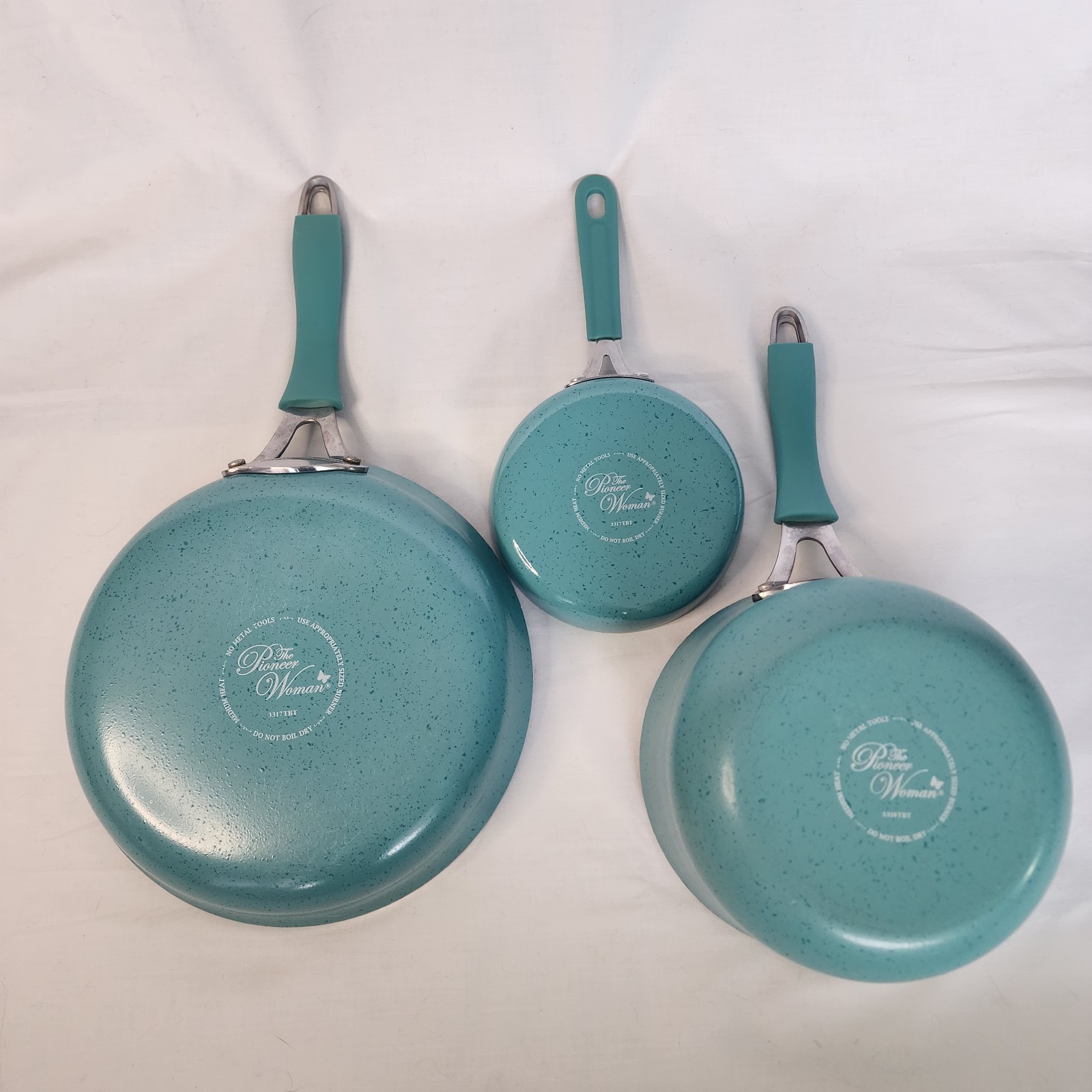 Pioneer Woman KEEPSAKE TEAL Speckled Enamel Aluminum Cookware Set