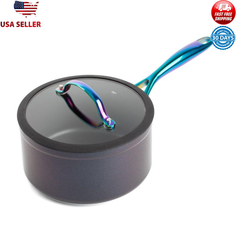 Non-Stick 2.5 QT Sauce Pan Glass Lid Stainless Steel Induction -Thyme_Table New