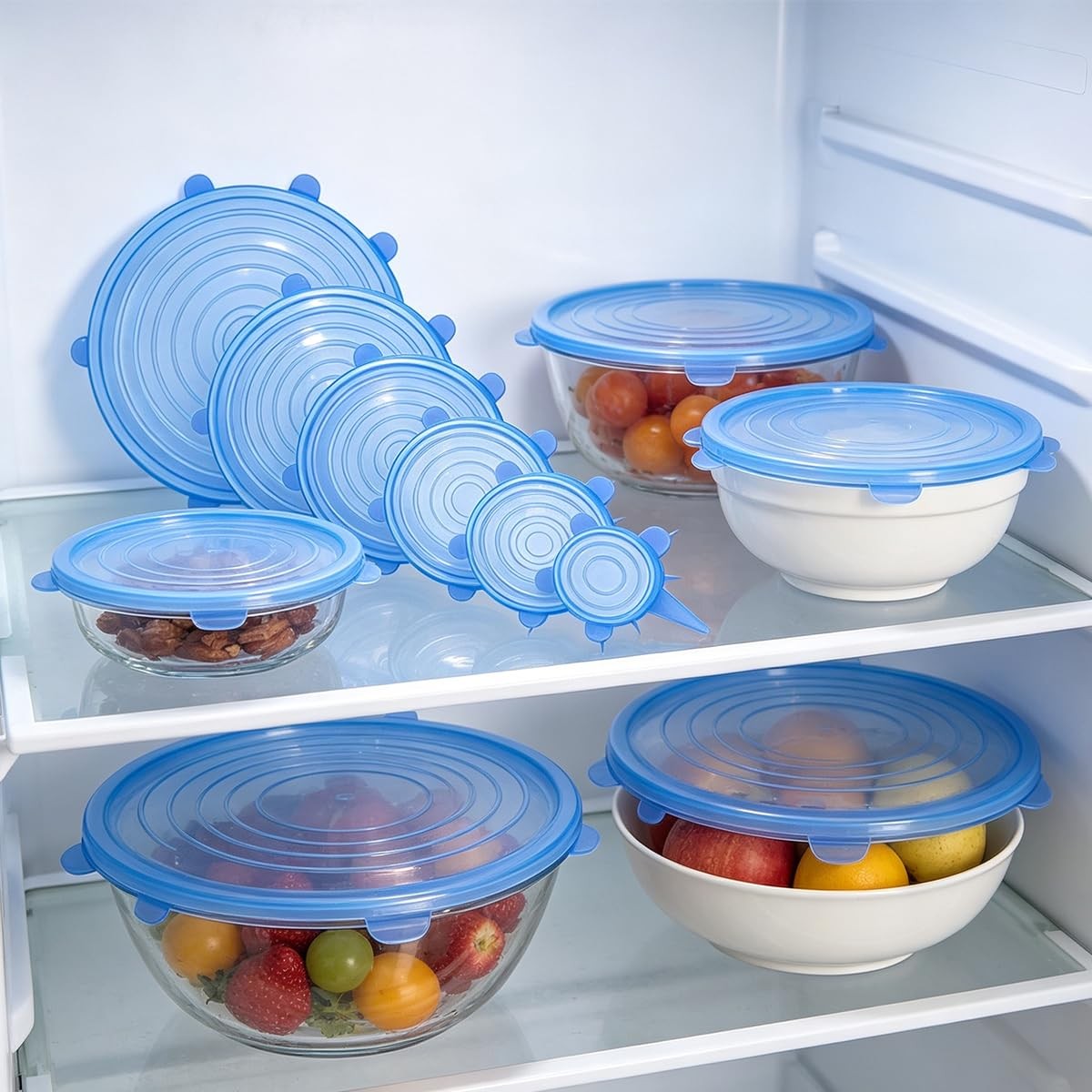 6 pcs Silicone Stretch lids set(6 Sizes,pink)