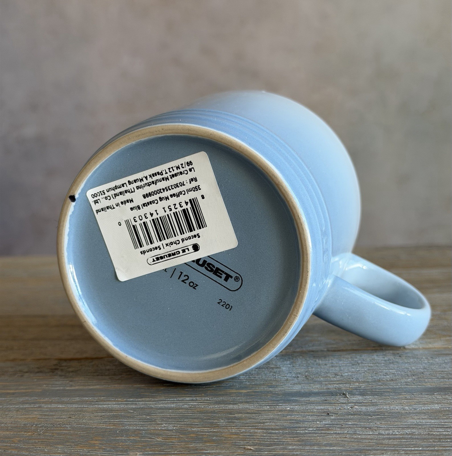 Le Creuset 12 Oz Coffee Tea MUG Stoneware Coastal Blue