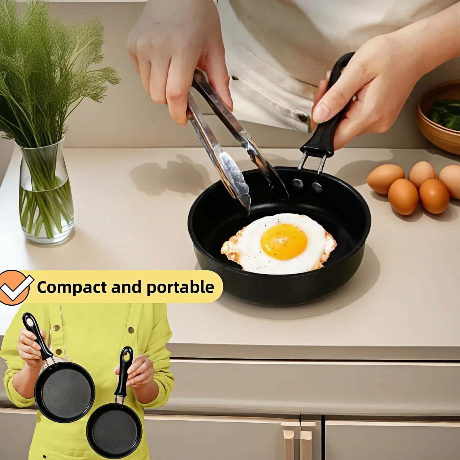 FANBODTA 4.7inch Mini Non-Tick Egg Pan – 5-Layer Coating, Dishwasher Safe, Ga…