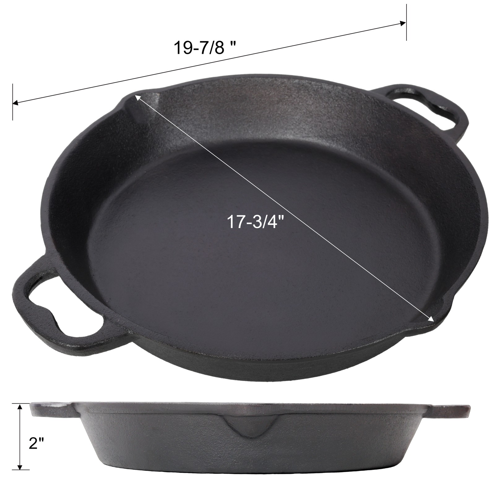 17in/12in Pre-Seasoned Cast Iron Skillet, Cast Iron Pan,Dual Assist Handles