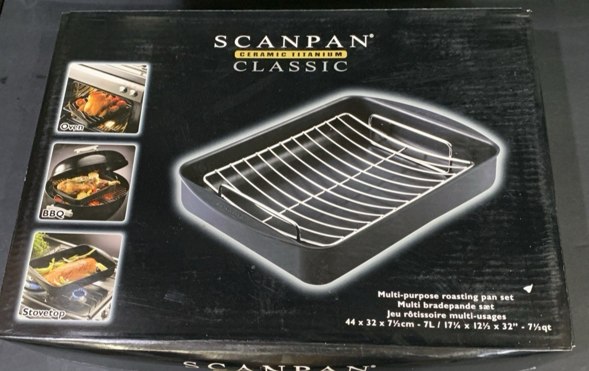 Scanpan CLASSIC- 7.5qt | 17″ x12” Ceramic Titanium Roasting Pan Excellent USED