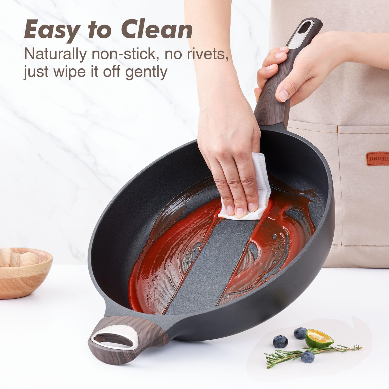 Nonstick Frying Pan Skillet with Lid, 12 Inch Large Deep Frying Pan, 5 Qt Non…