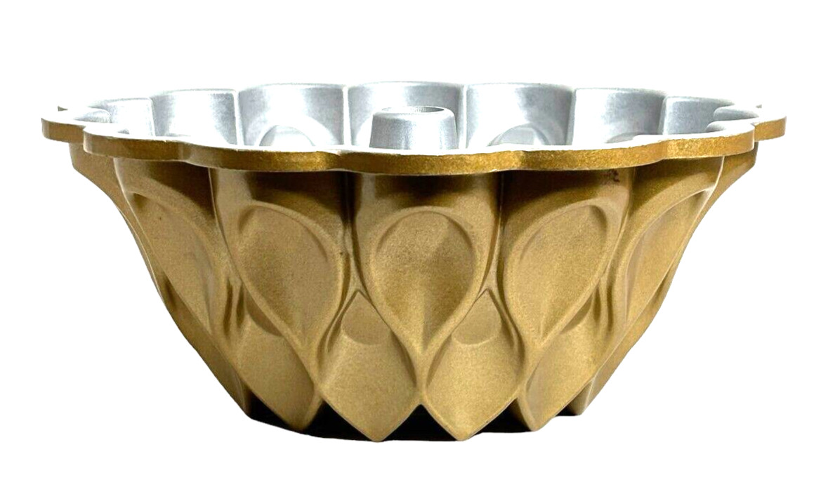 Nordic Ware Crown Bundt Pan 10 Cups Gold and Silver Color