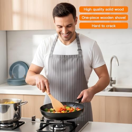 Wood Spatula for Cooking – 13 Inch Uncoated Beech Wood Spatula – Non Scratch