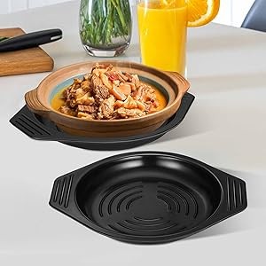 Casserole Tray 2-Pack Heat Resistant Trivet for Hot Pots Korean Stone Pot Mat