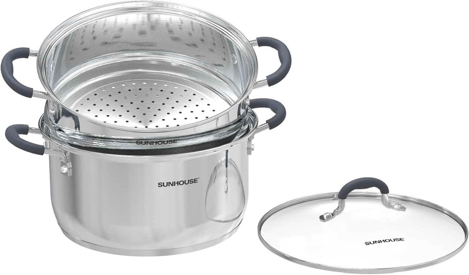 – 3.1 Quart Steamer Pots with Lid 2-Tier Multipurpose Stainless Steel Steaming P