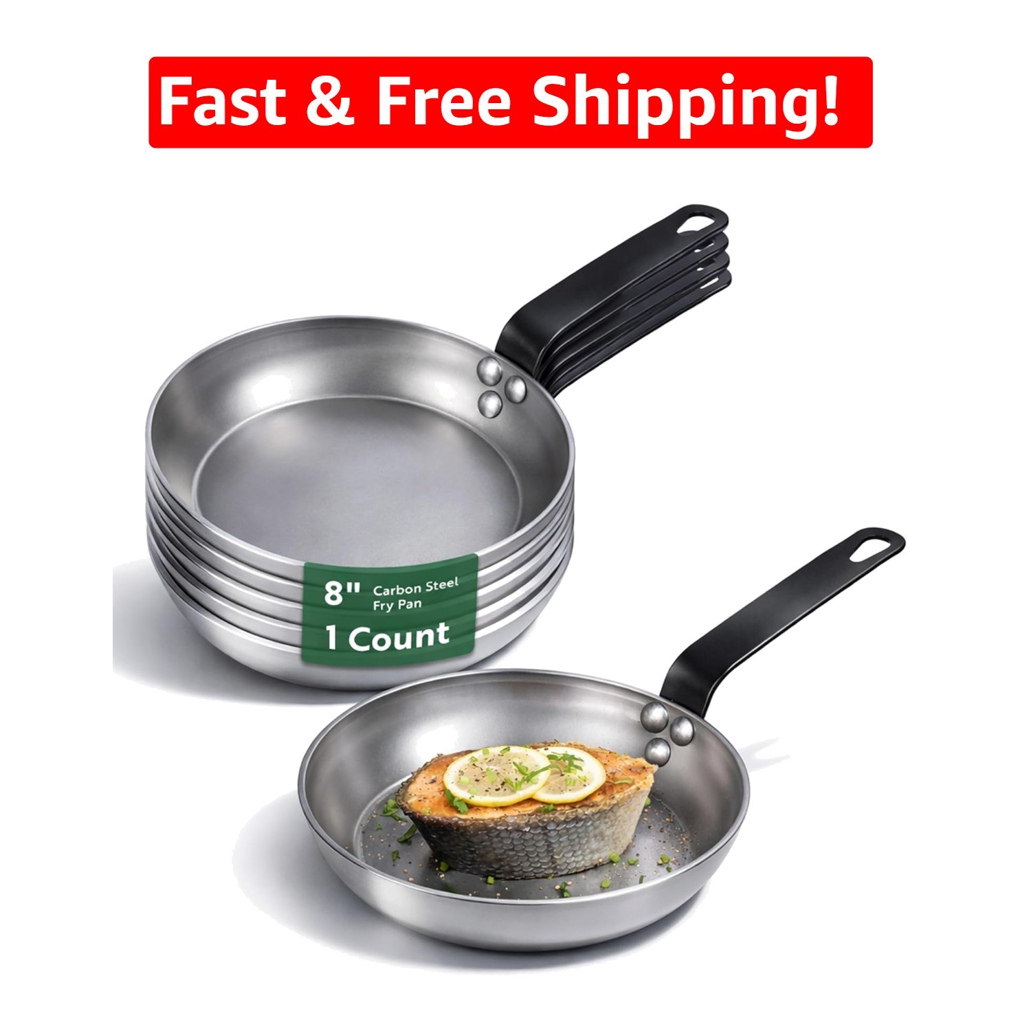 Met Lux 14.17″ Carbon Steel Skillet – Non-Stick Fry Pan with Ergonomic Handle