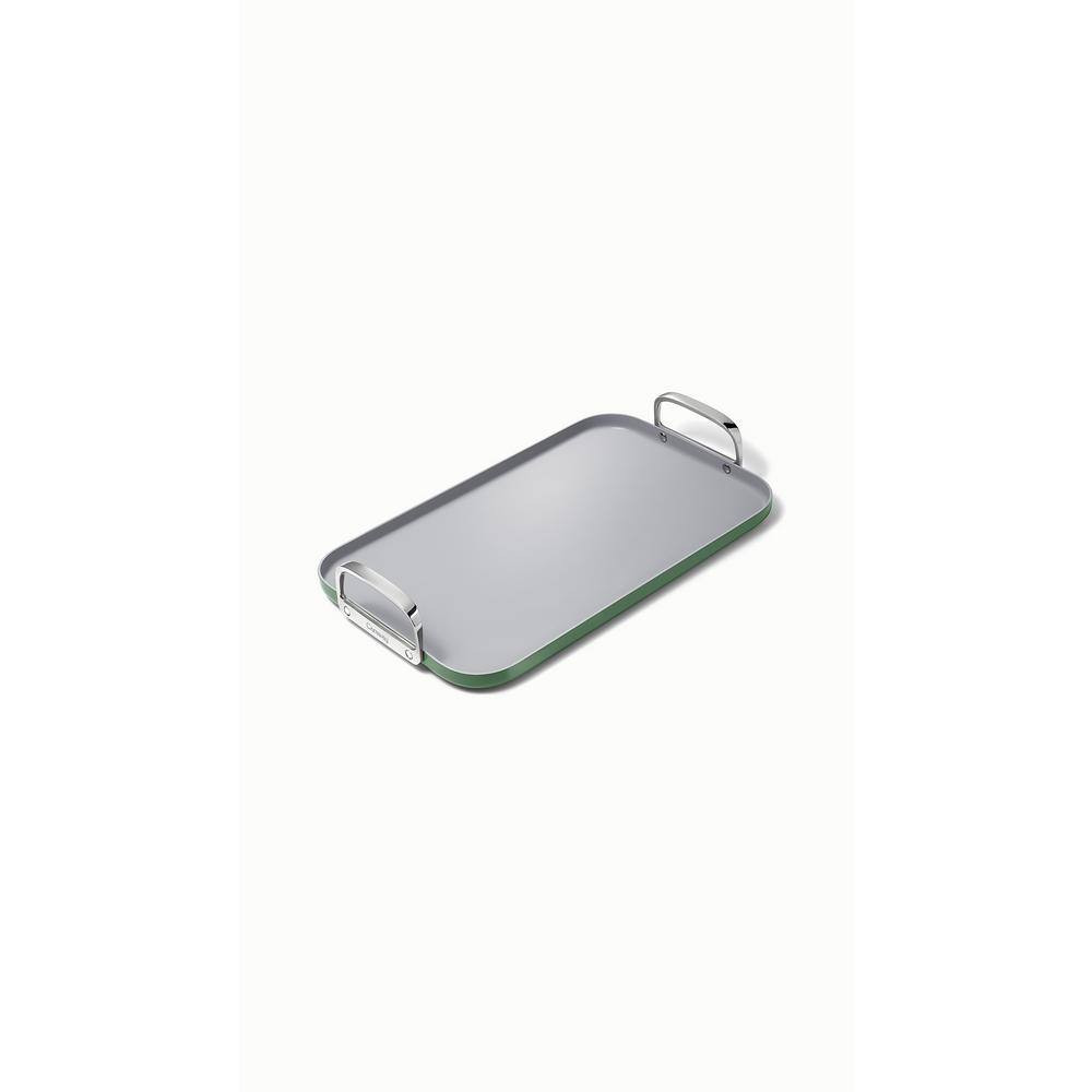 Square 11.5 In. Ceramic Nonstick Double Burner Skillet in Sage Free Shipping New