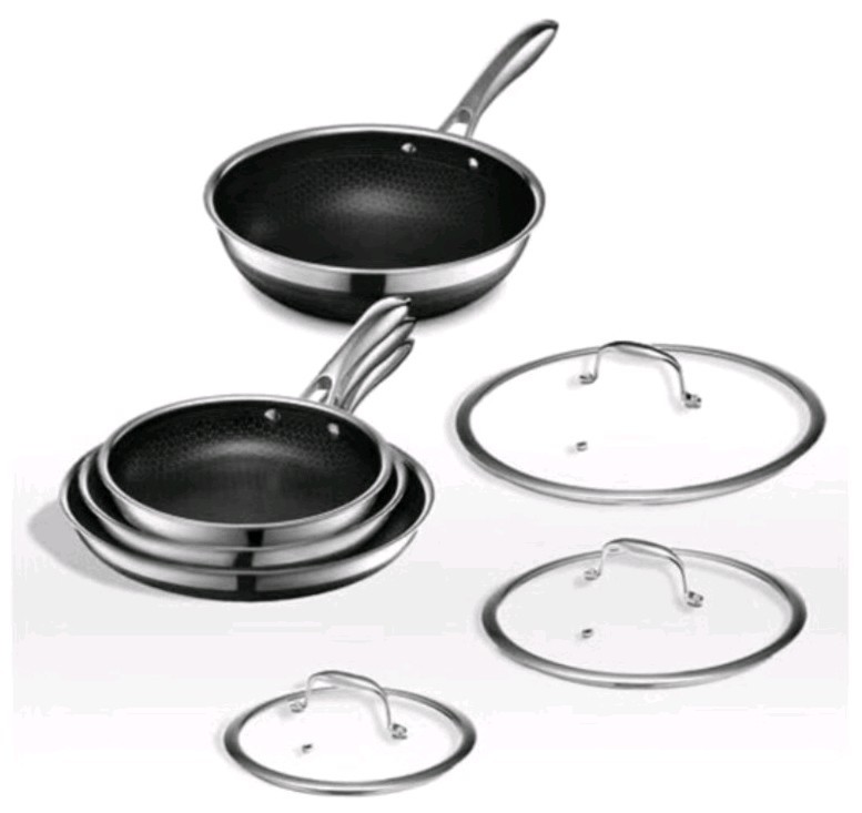 7 pc HexClad Hybrid Cookware Set w/ Lids & Wok