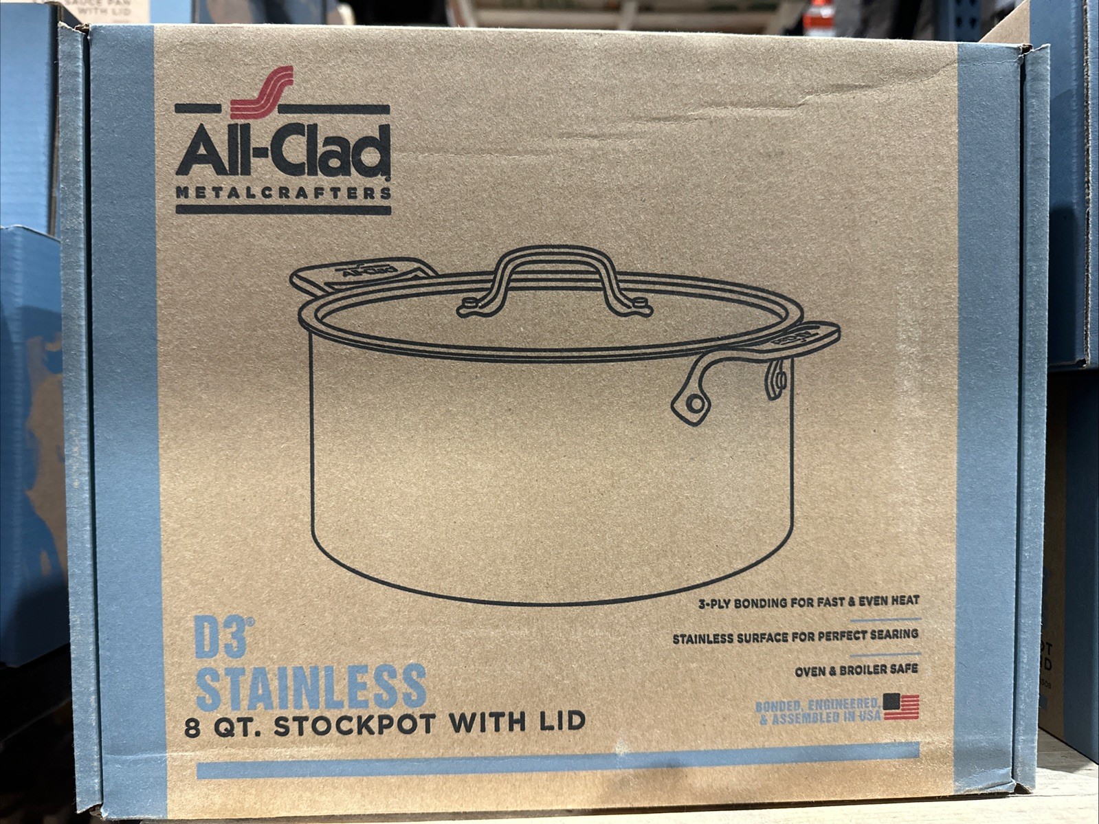 All-Clad D3 8-Qt SS Stock Pot with Lid (4508) NEW ONLY 4 LEFT!