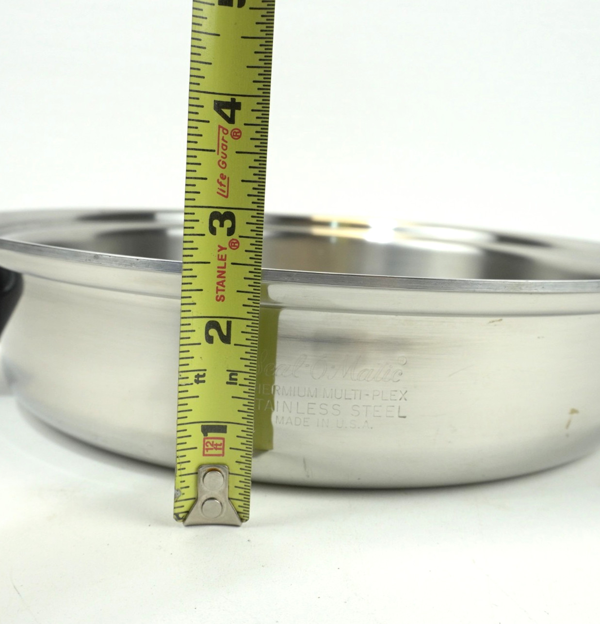 Seal-O-Matic Thermium Multi-Plex 11” Stainless Steel Fry Pan USA Vintage No Lid